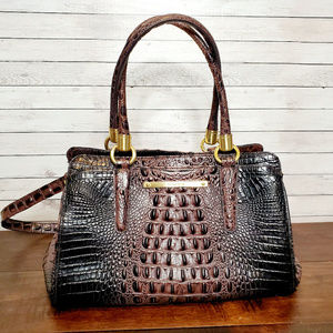 Brahmin Dark Brown Croc Leather Chelsea Handbag